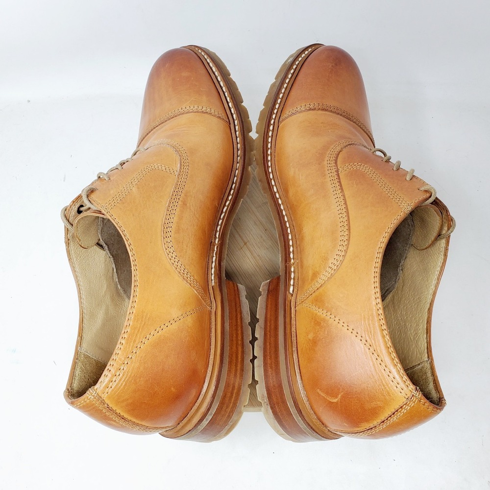 Frye James Oxford Shoes Mens 10.5 Brown Leather Bal Lug Sole Lace Up Mexico - Picture 10 of 13